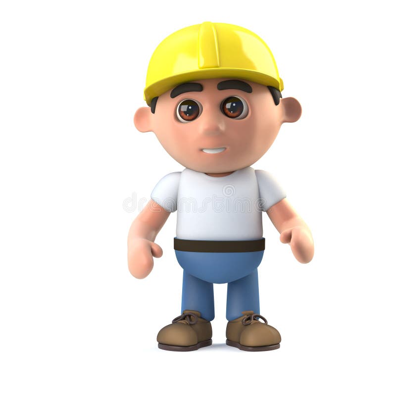 le travailleur de la construction 3d se tient prêt illustration stock le travailleur de la construction 3d se tient prêt illustration stock