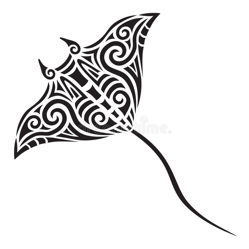 Manta or Sting Ray tattoo tribal stylised maori koru design ideal for tattoo design - easy color change. Manta or Sting Ray tattoo tribal stylised maori koru design ideal for tattoo design - easy color change