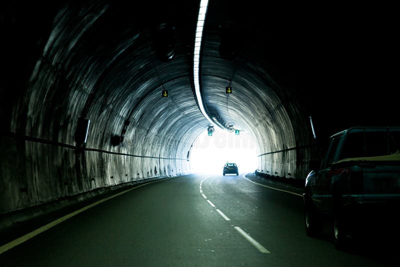 The automobile tunnel with cars. The automobile tunnel with cars