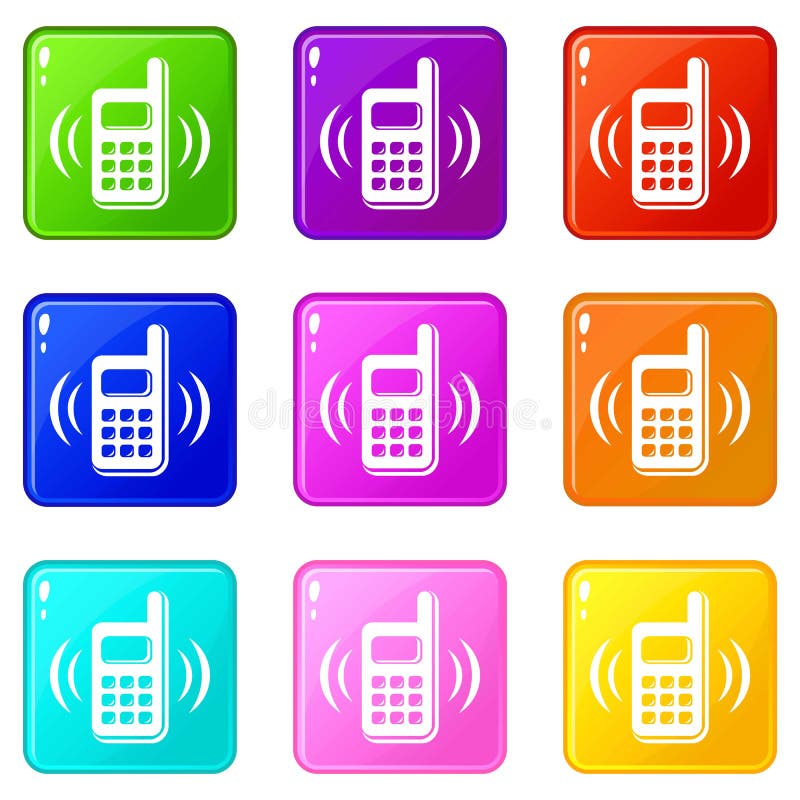 Phone is ringing icons set 9 color collection isolated on white for any design. Phone is ringing icons set 9 color collection isolated on white for any design