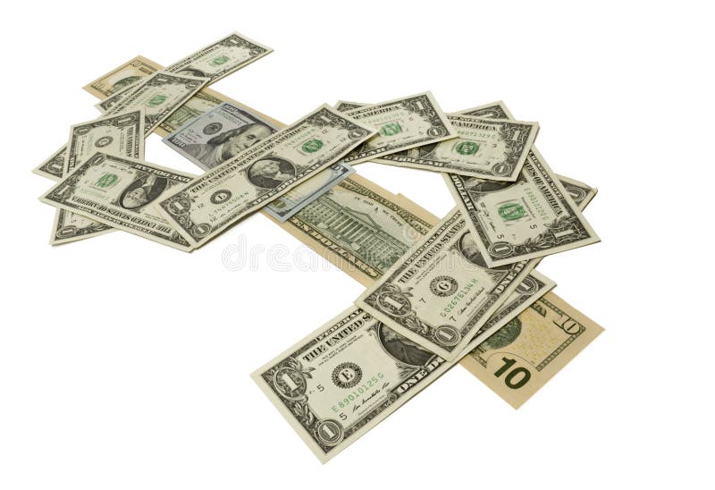 Le varie banconote in dollari hanno allineato per modellare il simbolo del dollaro fotografia stock libera da diritti Le varie banconote in dollari hanno allineato per modellare il simbolo del dollaro fotografia stock libera da diritti