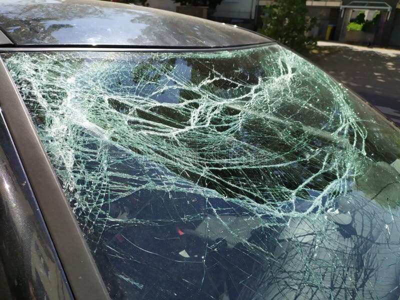 Pare-brise De Voiture Cassé Voiture Impliquée Dans Un Accident