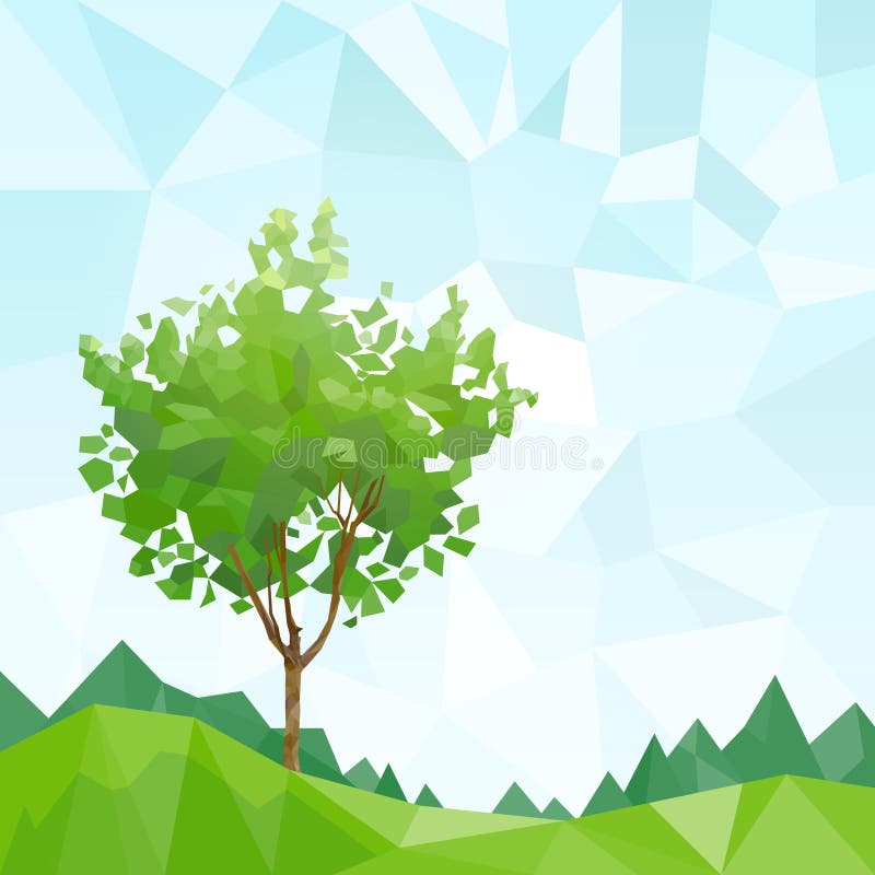Le vert d'arbre laisse le graphique de polygone avec l'espace de copie illustration de vecteur Le vert d'arbre laisse le graphique de polygone avec l'espace de copie illustration de vecteur