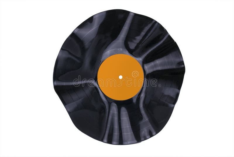 Warped Vinyl Record with a Orange Label. Warped Vinyl Record with a Orange Label