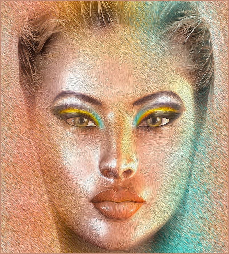 Le visage et les cosmétiques de la femme se ferment dans notre style numérique moderne d'art photo libre de droits Le visage et les cosmétiques de la femme se ferment dans notre style numérique moderne d'art photo libre de droits
