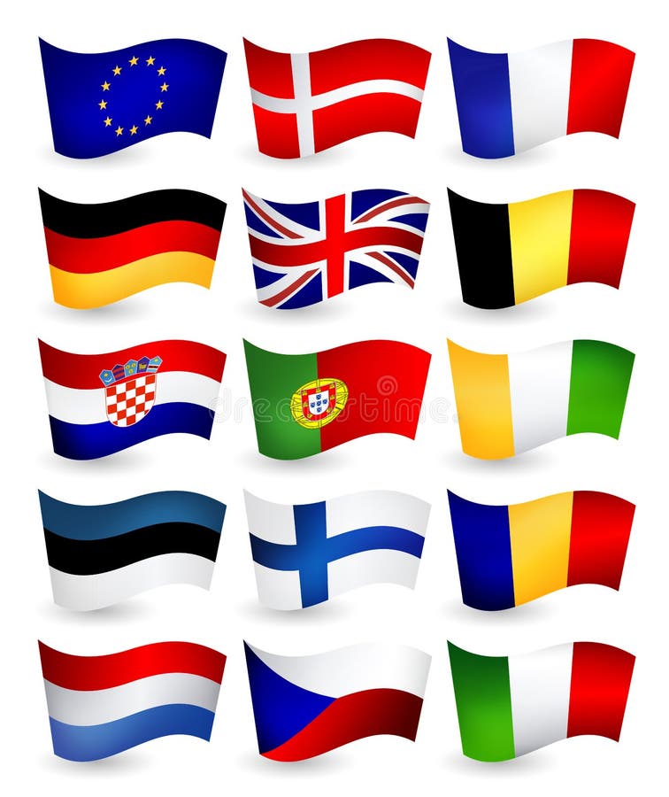 Le vol de pays de l'Union Européenne marque la partie illustration de vecteur Le vol de pays de l'Union Européenne marque la partie illustration de vecteur