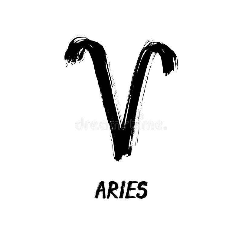 Grunge Zodiac Signs - Aries - The Ram Hand-Drawn Sign. Grunge Zodiac Signs - Aries - The Ram Hand-Drawn Sign