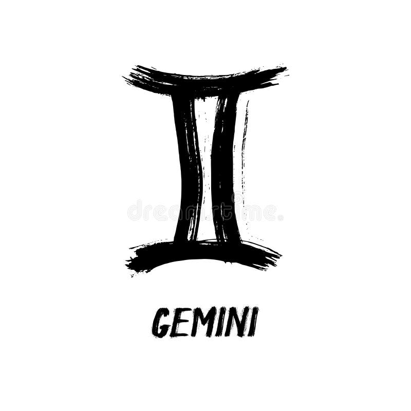 Grunge Zodiac Signs - Gemini - The Twins Hand-Drawn Sign. Grunge Zodiac Signs - Gemini - The Twins Hand-Drawn Sign