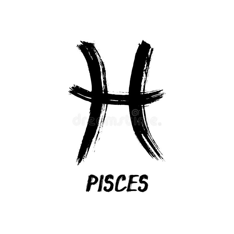 Grunge Zodiac Signs - Pisces - The Fishes Hand-Drawn Sign. Grunge Zodiac Signs - Pisces - The Fishes Hand-Drawn Sign