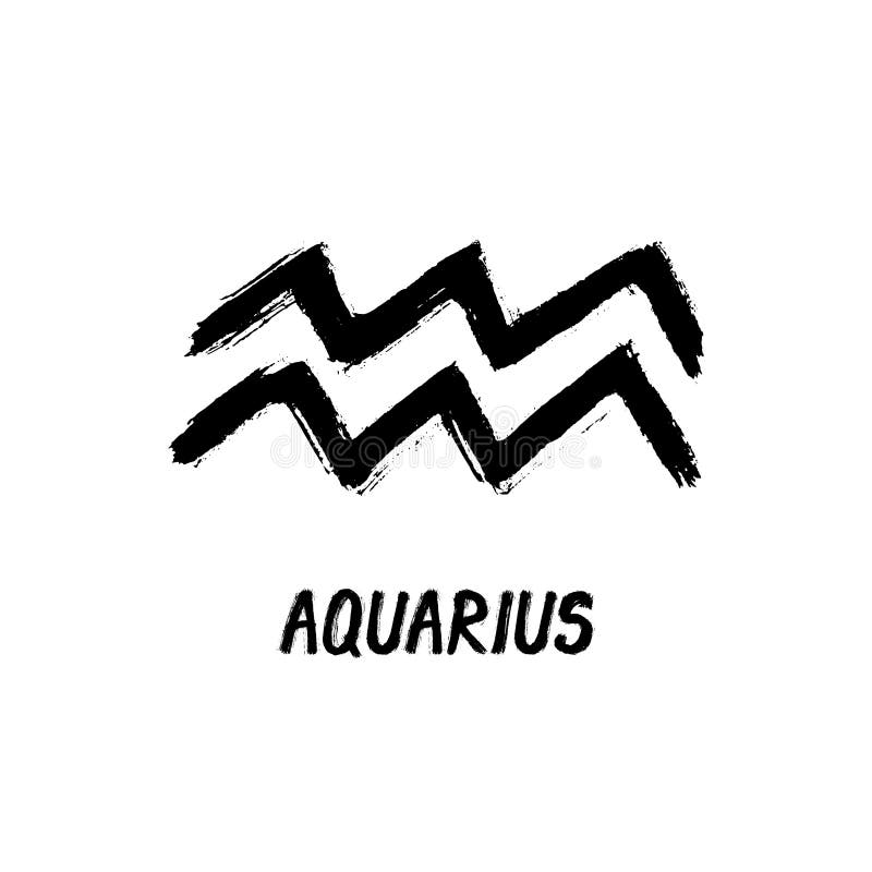 Grunge Zodiac Signs - Aquarius - The Water-Bearer Hand-Drawn Sign. Grunge Zodiac Signs - Aquarius - The Water-Bearer Hand-Drawn Sign