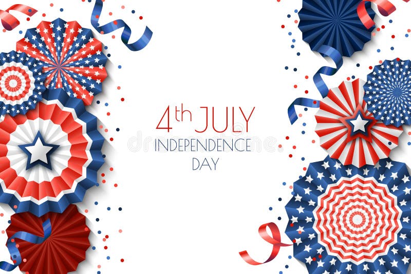 le 4ème juillet, calibre de bannière de Jour de la Déclaration d'Indépendance des Etats-Unis Le fond blanc avec le papier se tien