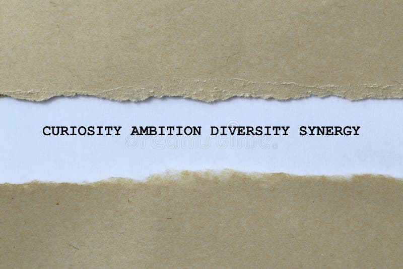 Curiosity ambition diversity synergy on white paper stock image