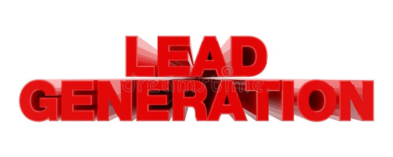 LEAD GENERATION - rött ord på vit bakgrundsbild 3D-återgivning stock illustrationer