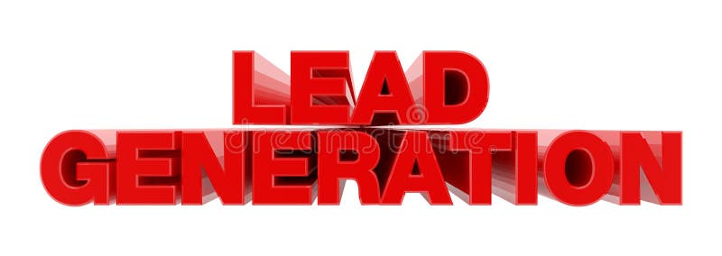 LEAD GENERATION - rött ord på vit bakgrundsbild 3D-återgivning vektor illustrationer