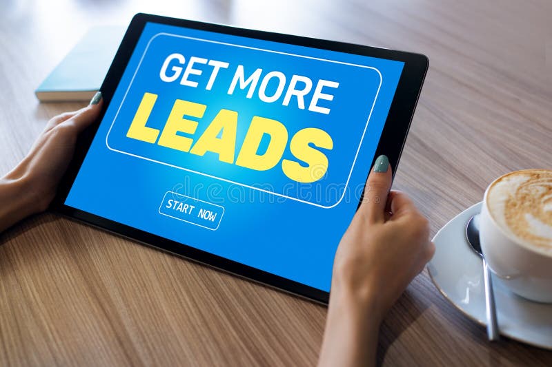 Lead Generation Start Button on Screen. Digital Marketing and Business