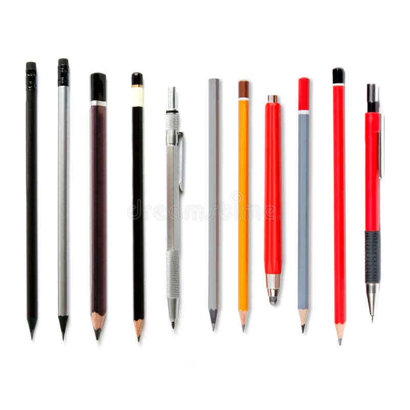 Lead Pencils Isolated on White, Several Pencils, Mechanical Penc Stock