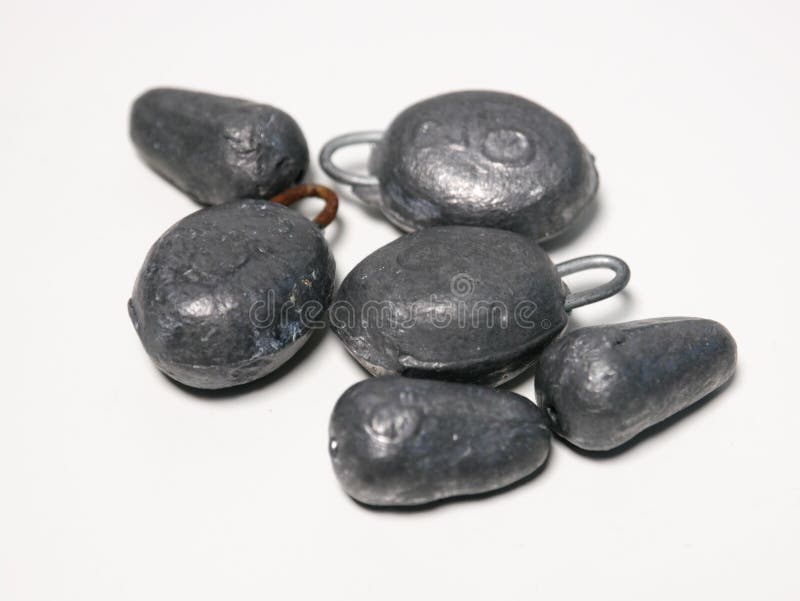 Lead Weights Used for Fishing. Stock Image - Image of metal, object:  154908901