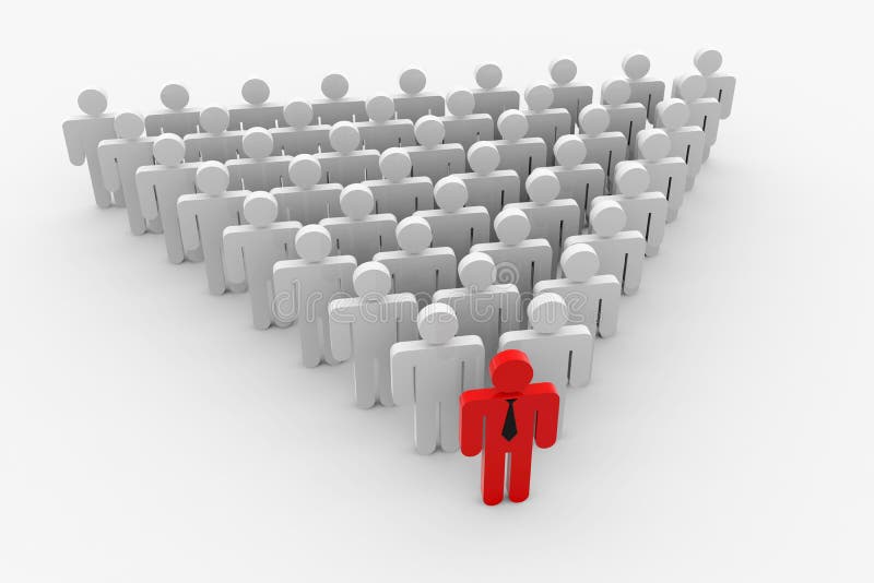 Leader and crowd in triangle form vector illustration