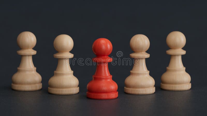 Leader di successo delle bambole in legno rosso svelando una strategia aziendale per il lavoro di squadra che apra un potenziale c royalty illustrazione gratis