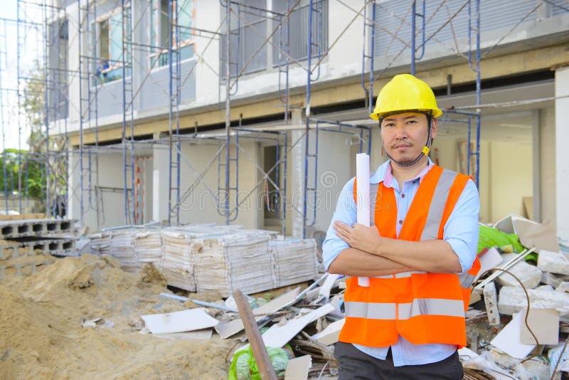 Leader Engineers at Construction Site Stock Image Image of