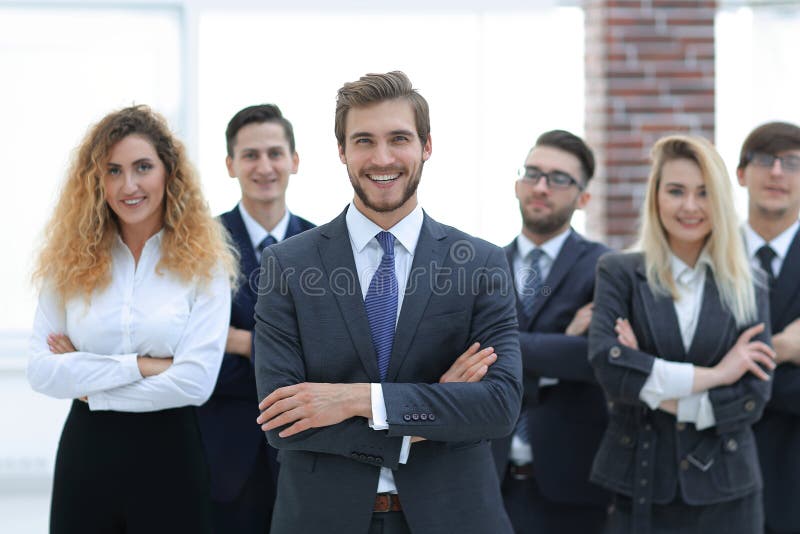 Leader and a professional business team. stock photo Leader and a professional business team. stock photo