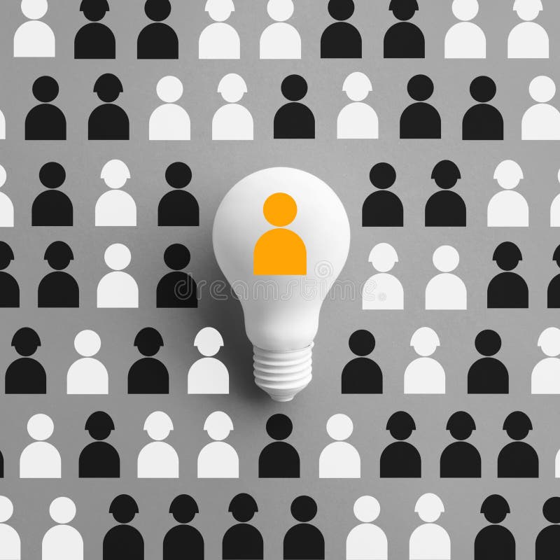 Leadership concepts with human icon and lightbulb. Business solution. creativity ideas royalty free stock images