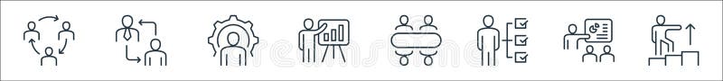 Leadership line icons. linear set. quality vector line set such as leadership, presentation, task list, meeting, presentation vector illustration