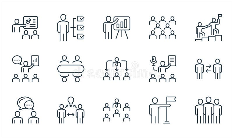 Leadership line icons. linear set. quality vector line set such as leadership, team, talking, leadership, brainstorming royalty free illustration