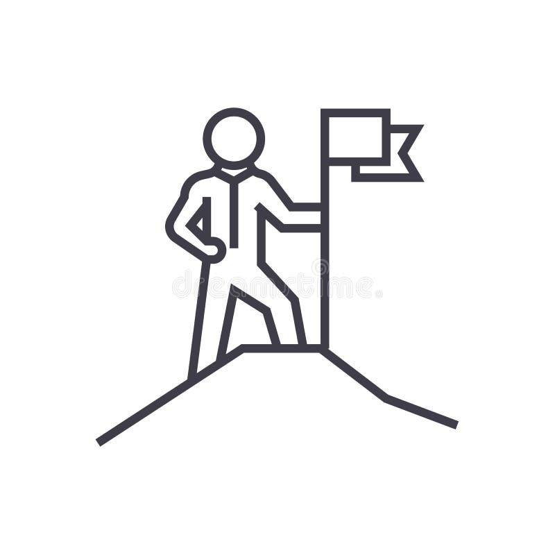 Leadership,man with flag vector line icon, sign, illustration on background, editable strokes vector illustration Leadership,man with flag vector line icon, sign, illustration on background, editable strokes vector illustration
