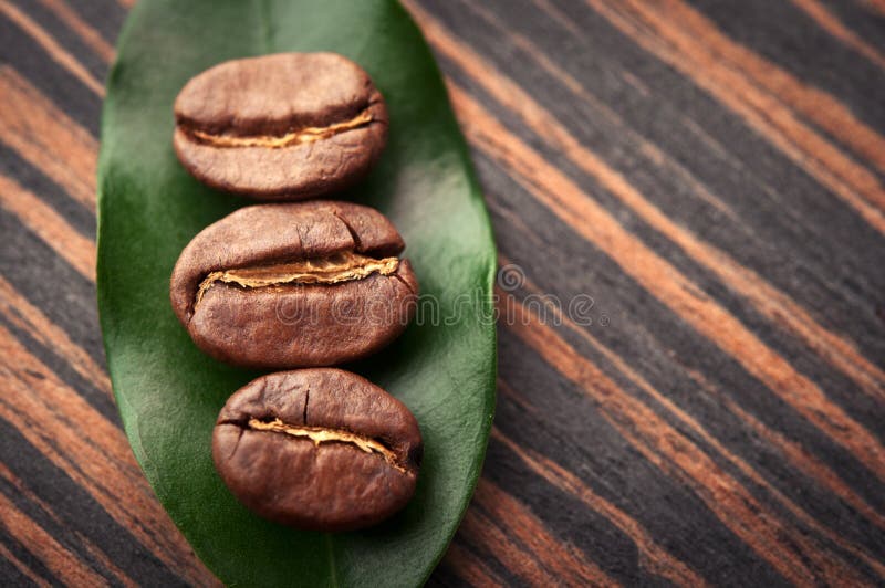 Leaf and coffee beans