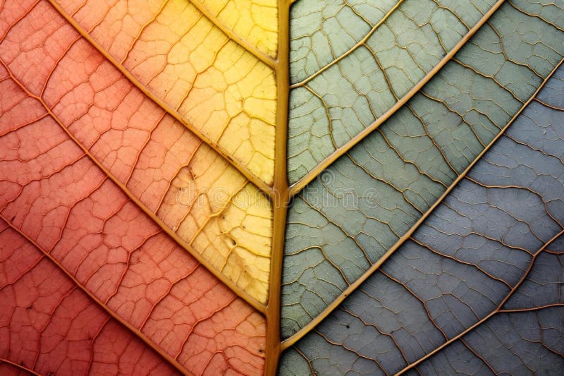 A leaf featuring a unique pattern of colors, creating an optical illusion of multiple hues royalty free illustration
