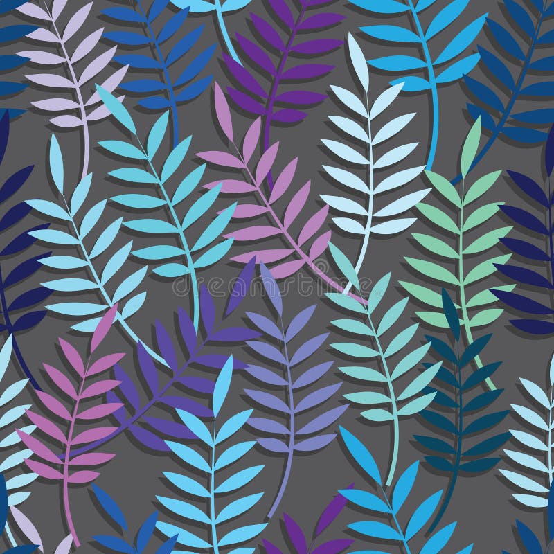 Blue Leaves Vector Watercolor Texture Pattern. Stock Vector 