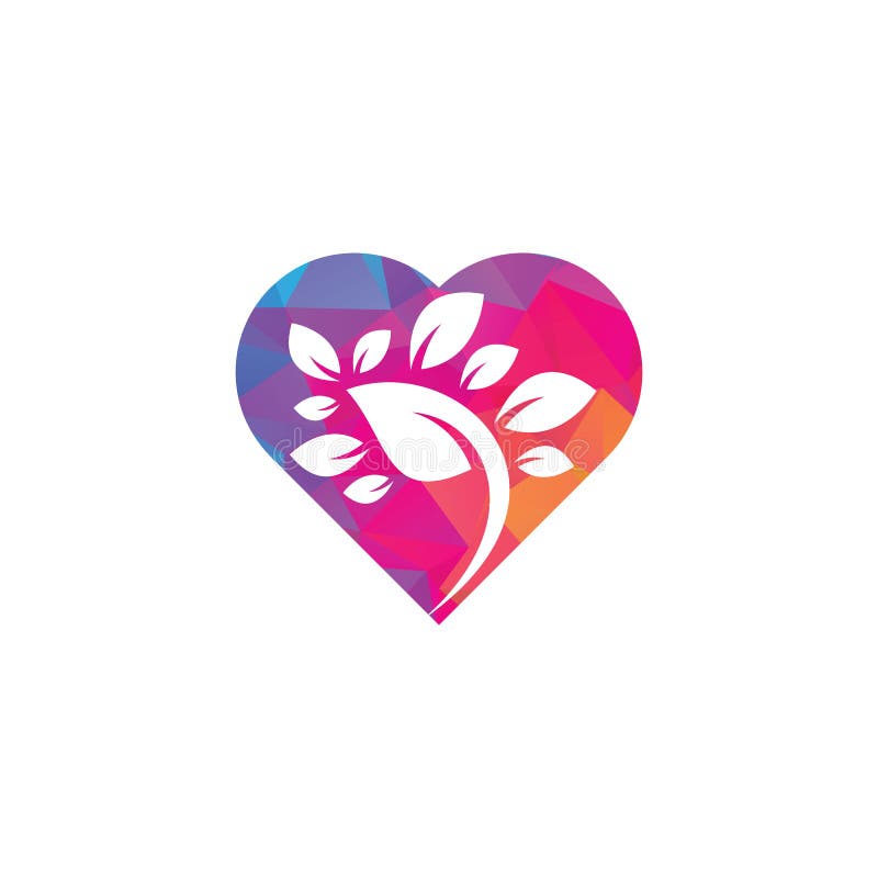 Leaf Heart Shape Logo Template. Tree Leaf Logo Stock Vector ...