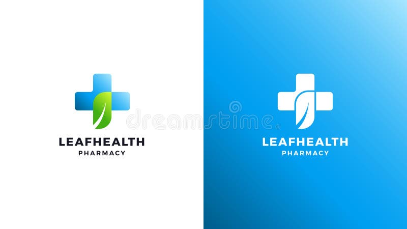 Leaf Logotype template, positive and negative variant, corporate identity for brands, Pharmacy logo