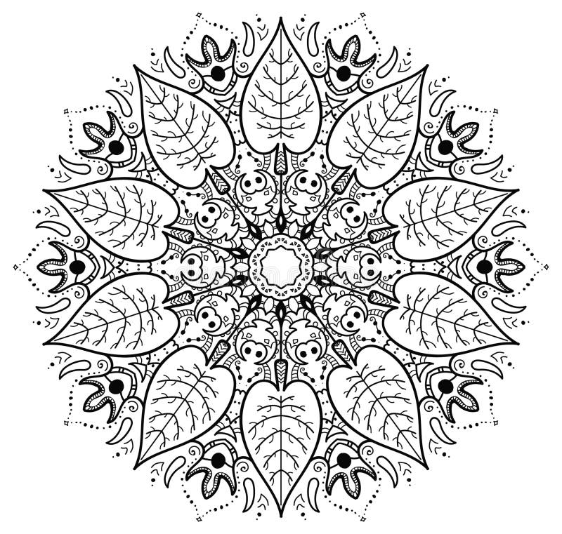 Leaf mandala stock vector. Illustration of spiritual - 77425099