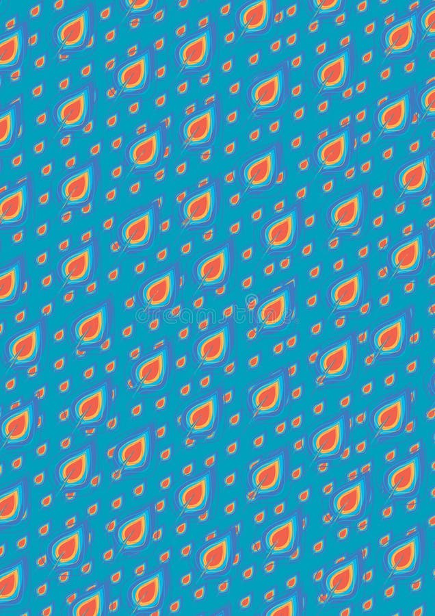 Leaf Pattern design on blue Background ,Red Leaf Pattern