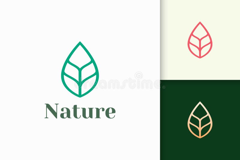 Leaf or Plant Logo in Simple Line Shape Represent Beauty and Health