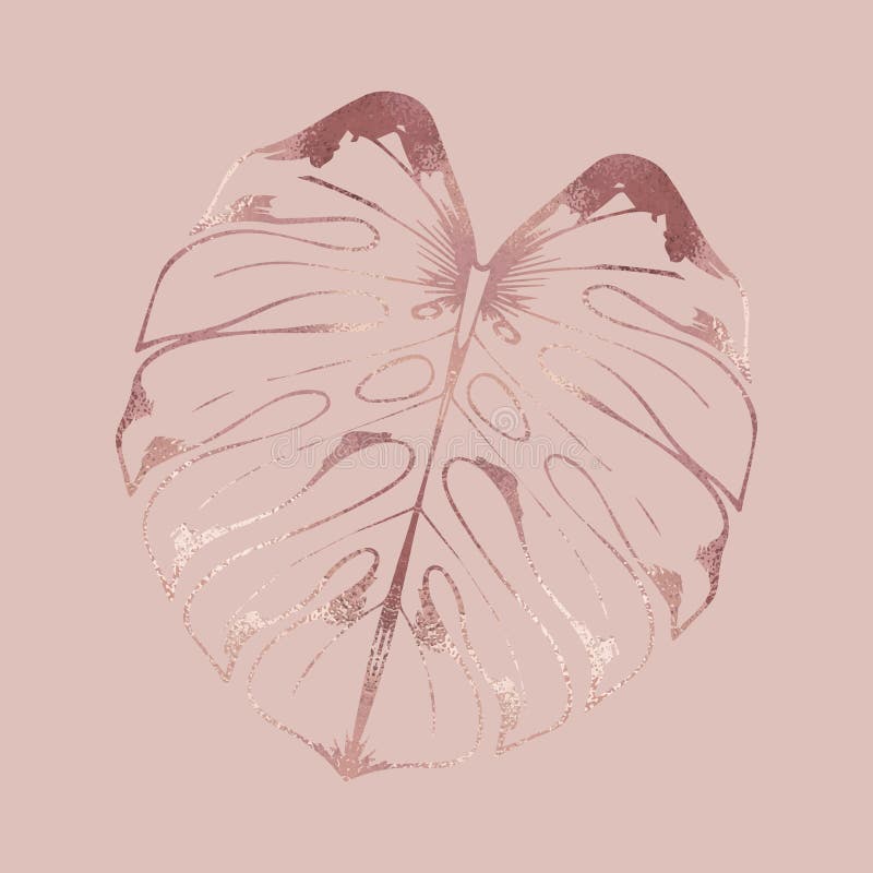 Leaf. Rose gold. Hand drawing. Vector illustration stock illustration