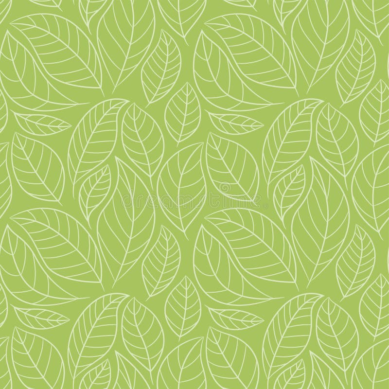 Leaf seamless pattern. Abstract floral background with leaves. Green color