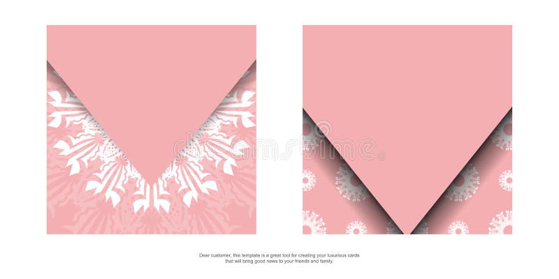 Leaflet pink color with mandala white ornament for your design. royalty free illustration