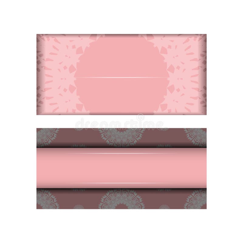 Leaflet in pink with Greek white ornaments prepared for typography. royalty free illustration