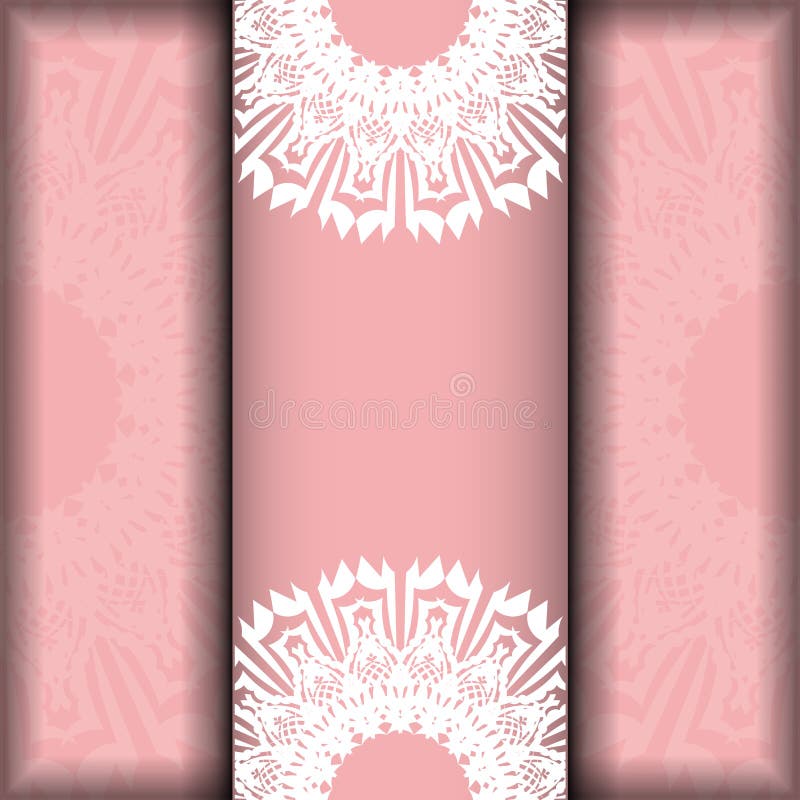 Leaflet in pink with Greek white pattern is ready for print. royalty free illustration