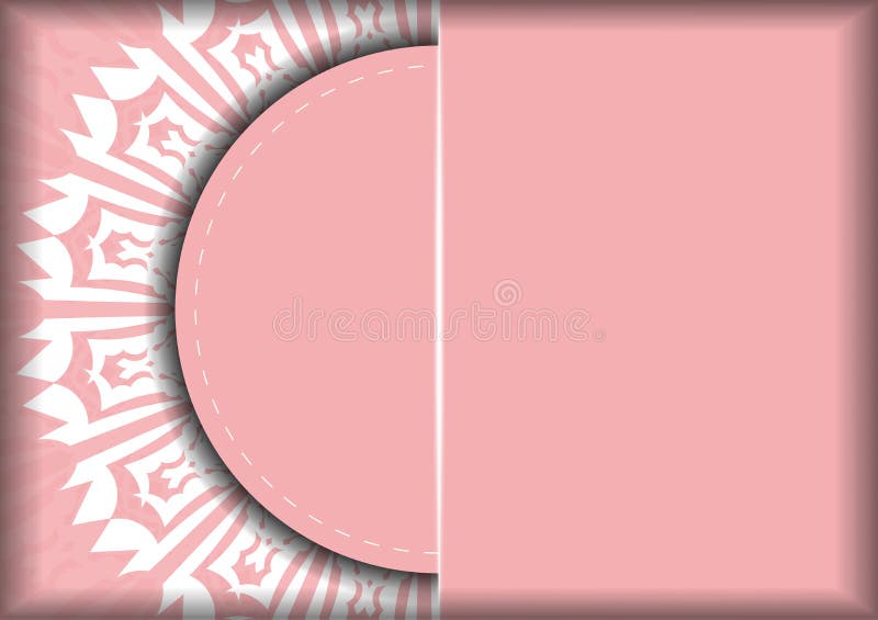 Leaflet in pink with Indian white ornaments prepared for typography. royalty free illustration