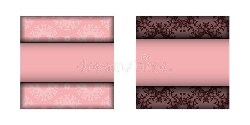 Leaflet pink with mandala white pattern prepared for typography. vector illustration