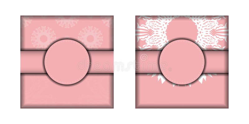 The leaflet is pink with an old white pattern and is ready for print. vector illustration