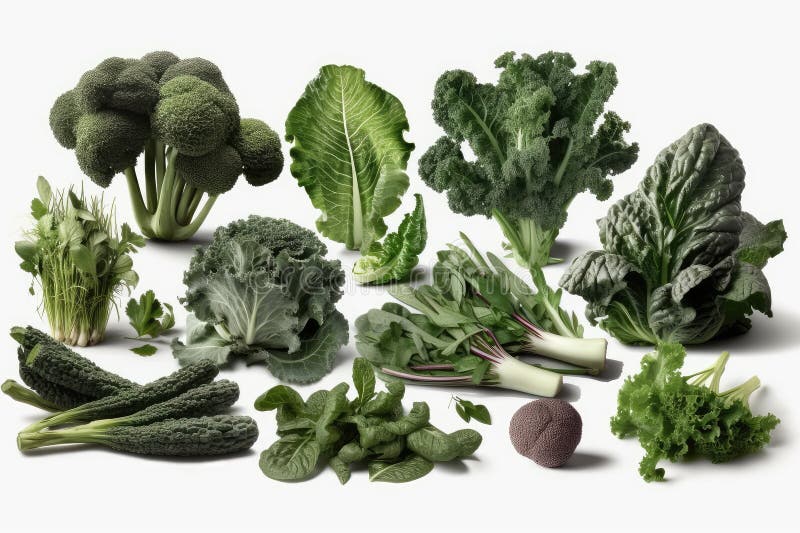 Leafy Green Vegetables, High Resolution. Isolate on White Background