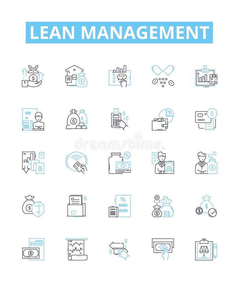Lean Management vector line icons set. Lean, Management, Efficiency, Process, Waste, Kaizen, Six illustration outline stock illustration