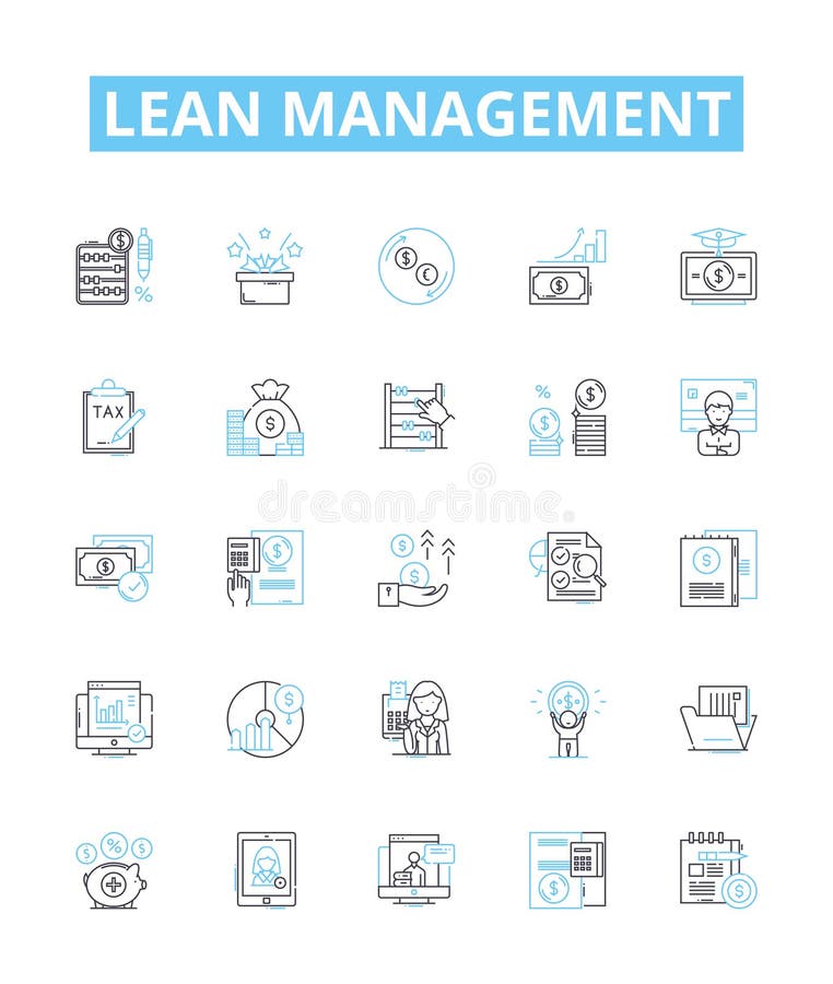 Lean Management vector line icons set. Lean, Management, Efficiency, Process, Waste, Kaizen, Six illustration outline vector illustration