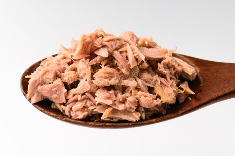 Lean Tuna on White Background Stock Photo - Image of savory, canned ...