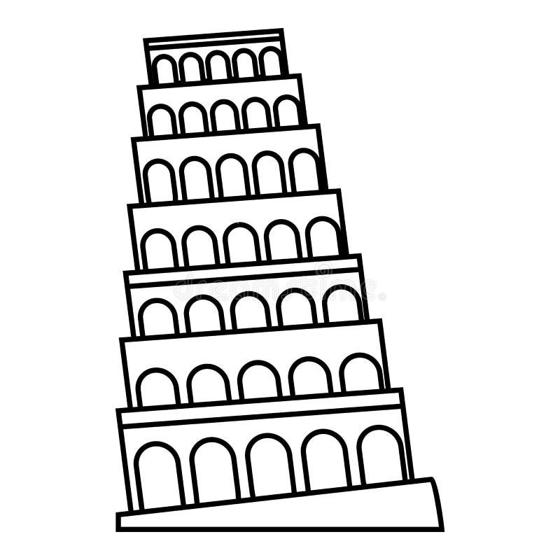 Leaning Tower of Pisa Icon, Outline Style Stock Vector - Illustration ...